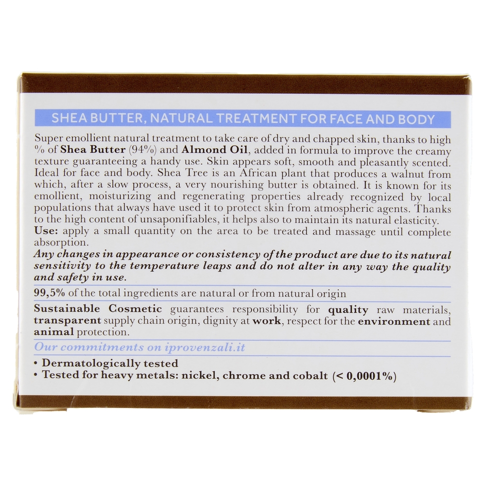 I Provenzali Burro di Karité Trattamento naturale per viso e corpo Pelli Secche e Screpolate 100 ml